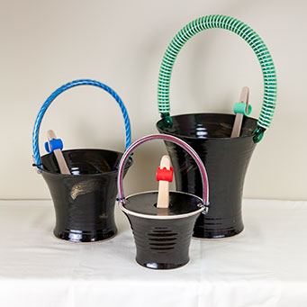 Ice buckets with acrylic handles